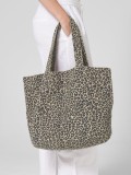 Shopper in canvas con stampa leopardata