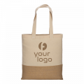 Shopper In Cotone 230 G/M2 Personalizzabili, Base In Juta, Manici Lunghi