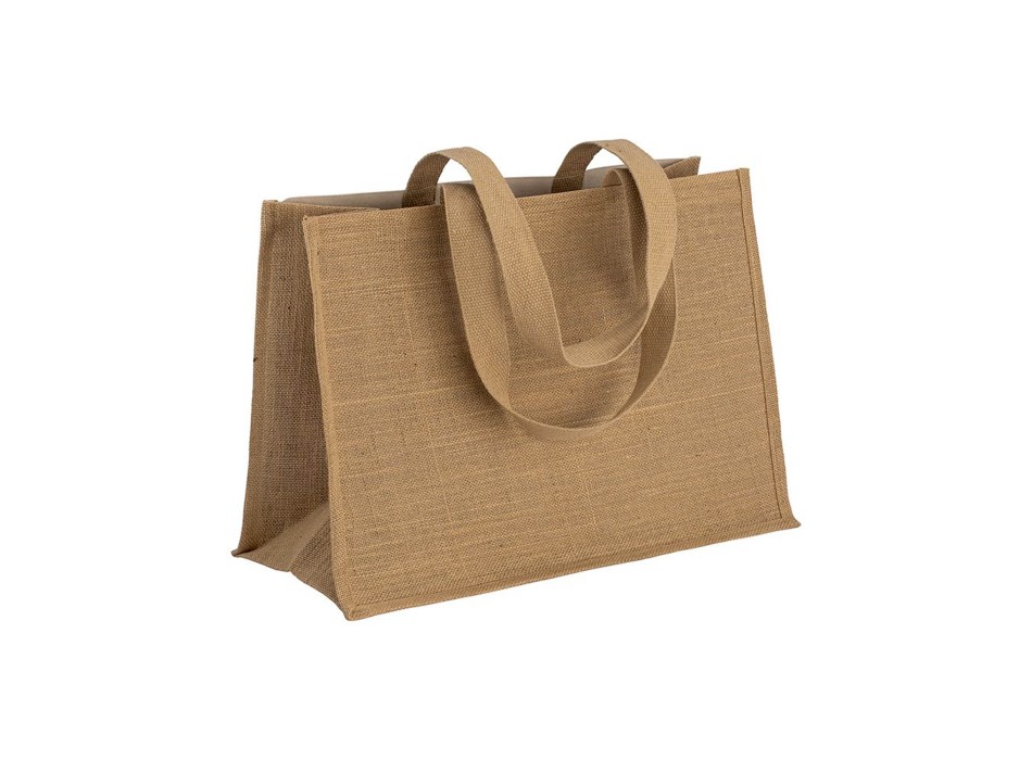 Shopper in cotone 280 g/m2 con soffietto, retro, manici e orlo in juta, manici lunghi FullGadgets.com