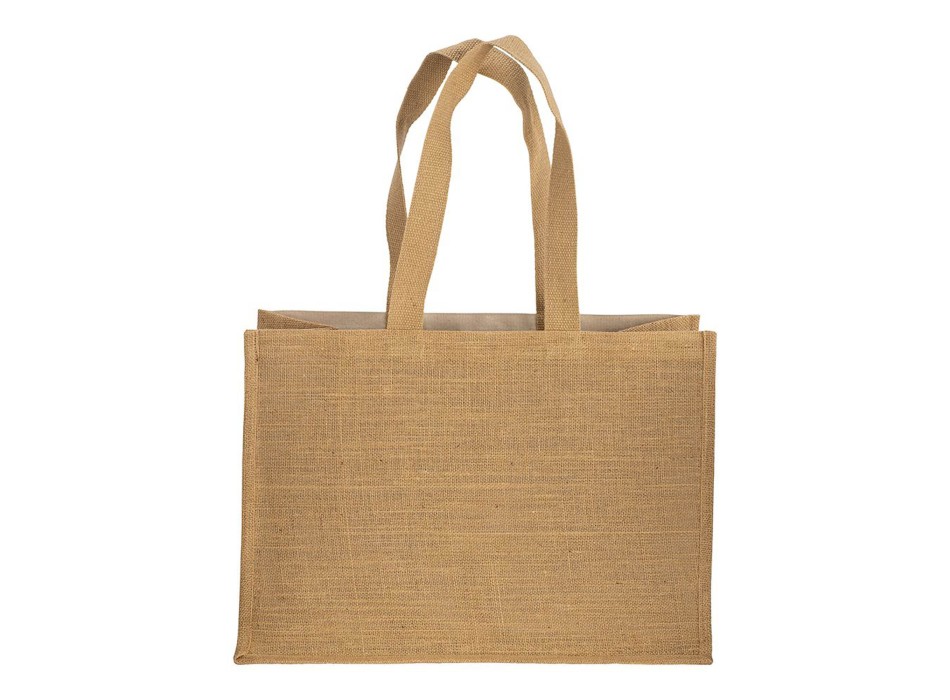 Shopper in cotone 280 g/m2 con soffietto, retro, manici e orlo in juta, manici lunghi FullGadgets.com