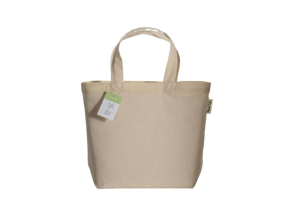 Shopper in cotone biologico con manici corti e soffietto alla base FullGadgets.com