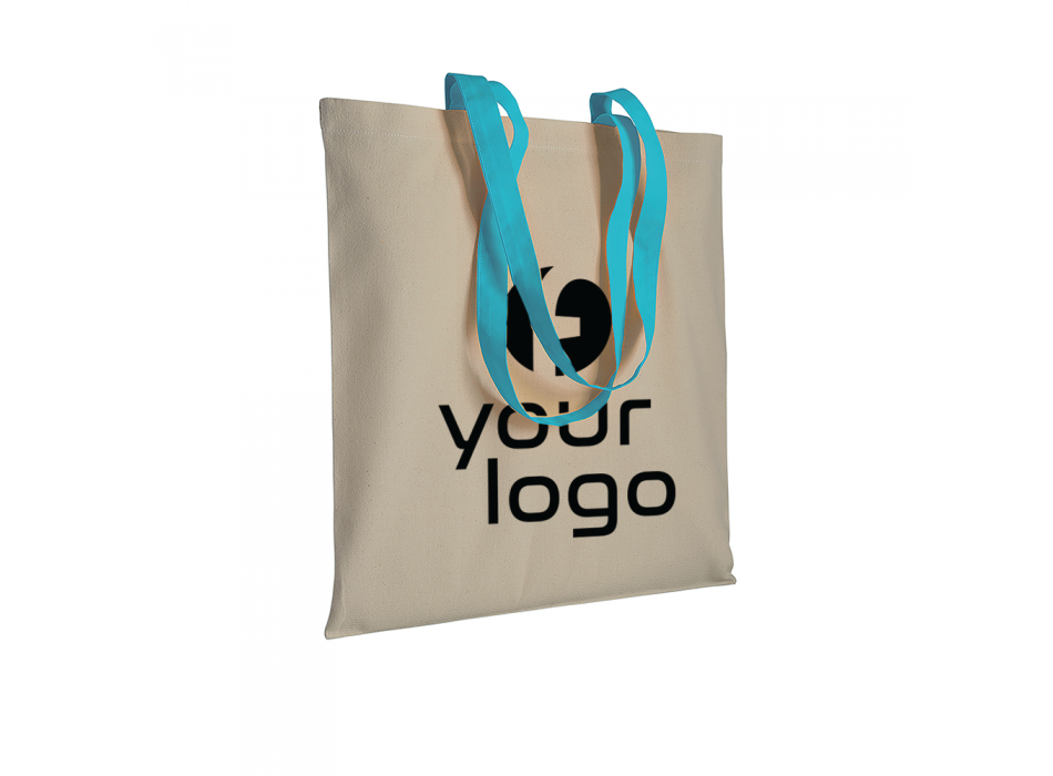 Shopper in cotone naturale 220 g/m2, manici lunghi colorati FullGadgets.com
