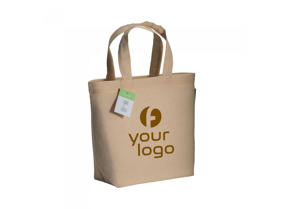 Shopper in cotone organico con manici corti e soffietto alla base FullGadgets.com