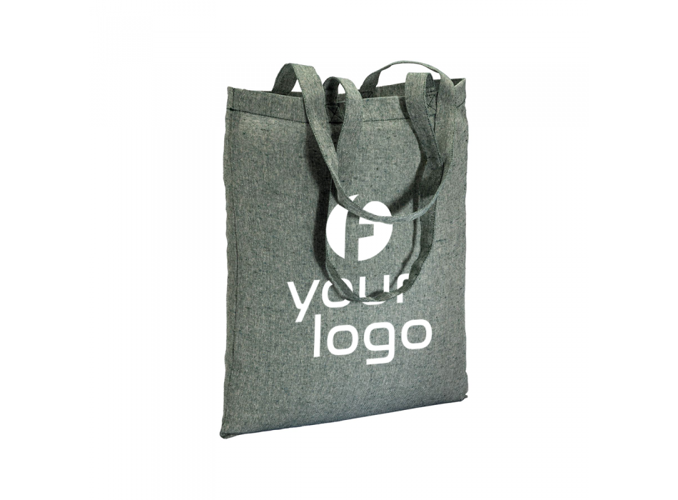 Shopper in cotone riciclato 150 g/m2 effetto melange, manici lunghi FullGadgets.com