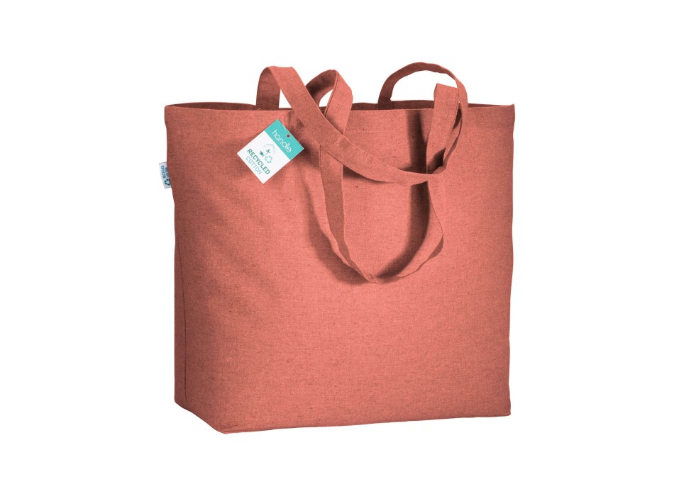 Shopper in cotone riciclato  190 g/m2 con soffietto alla base, manici lunghi FullGadgets.com