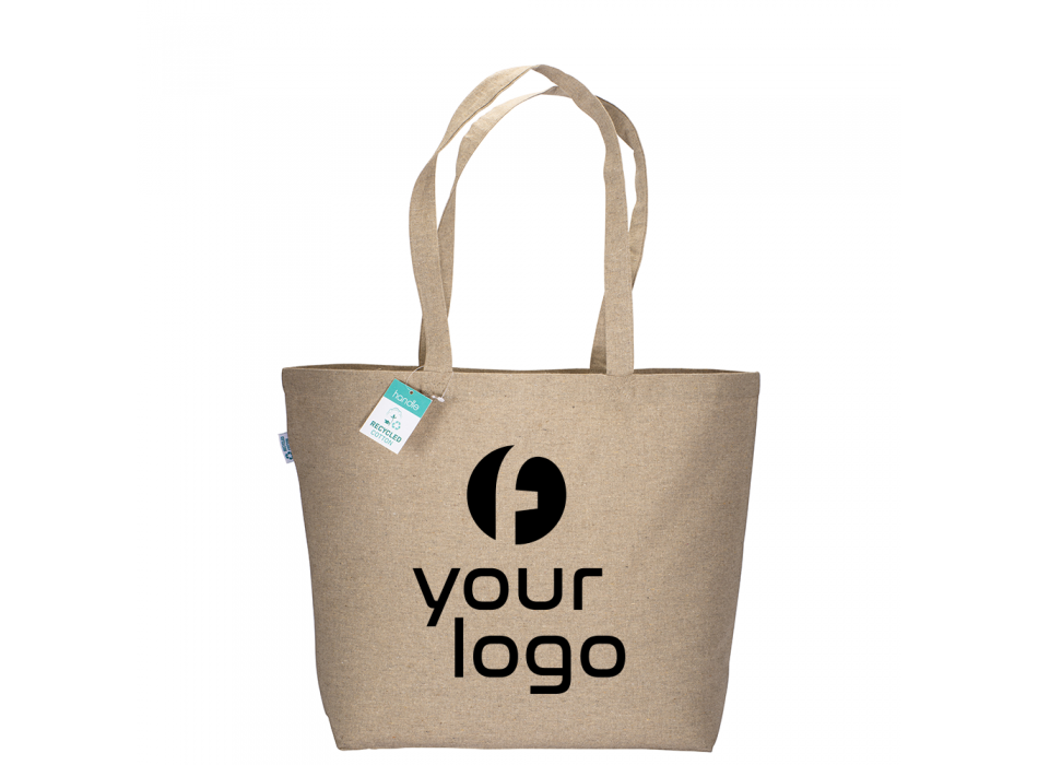 Shopper in cotone riciclato  190 g/m2 con soffietto alla base, manici lunghi FullGadgets.com