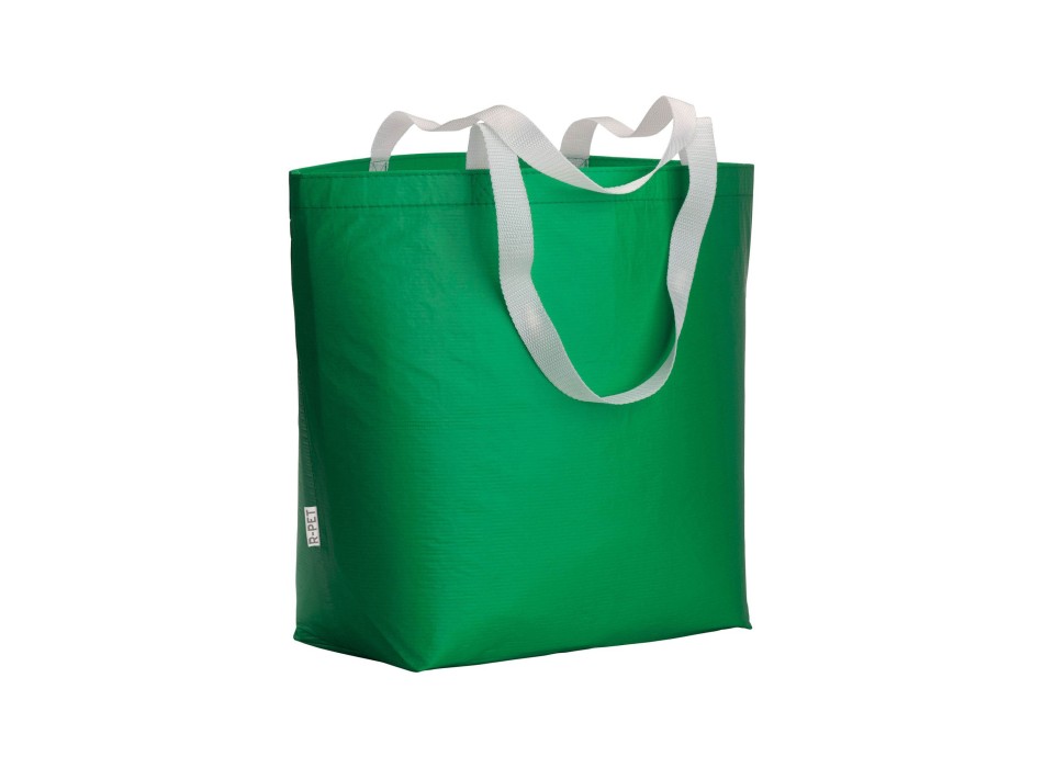Shopper in R-PET laminato con soffietto alla base - manici lunghi in poliestere FullGadgets.com
