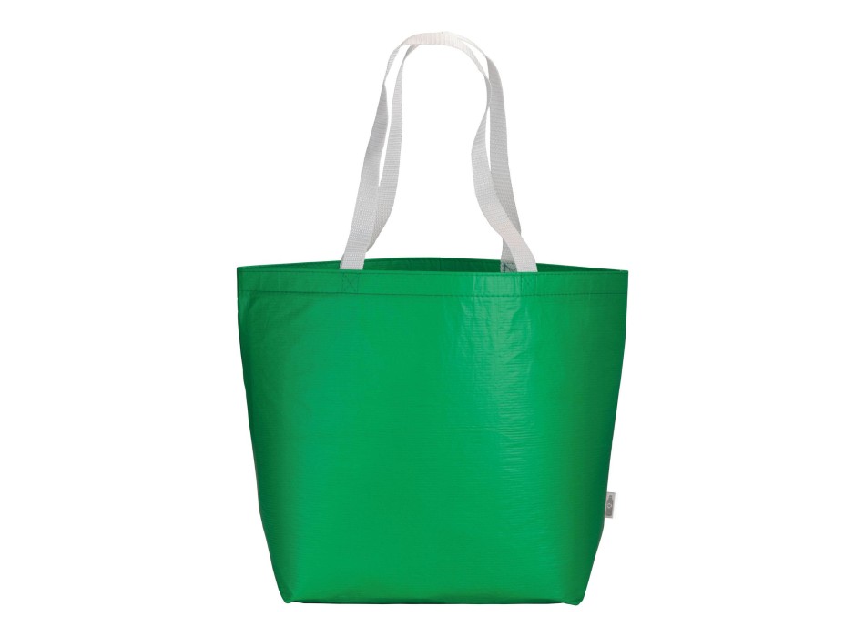 Shopper in R-PET laminato con soffietto alla base - manici lunghi in poliestere FullGadgets.com