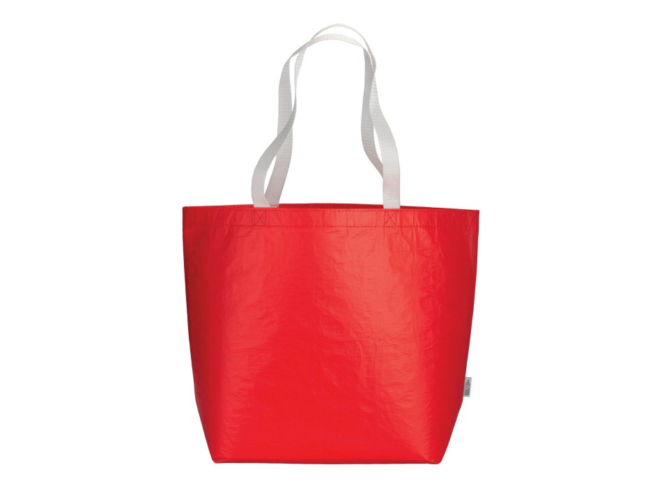 Shopper in R-PET laminato con soffietto alla base - manici lunghi in poliestere FullGadgets.com