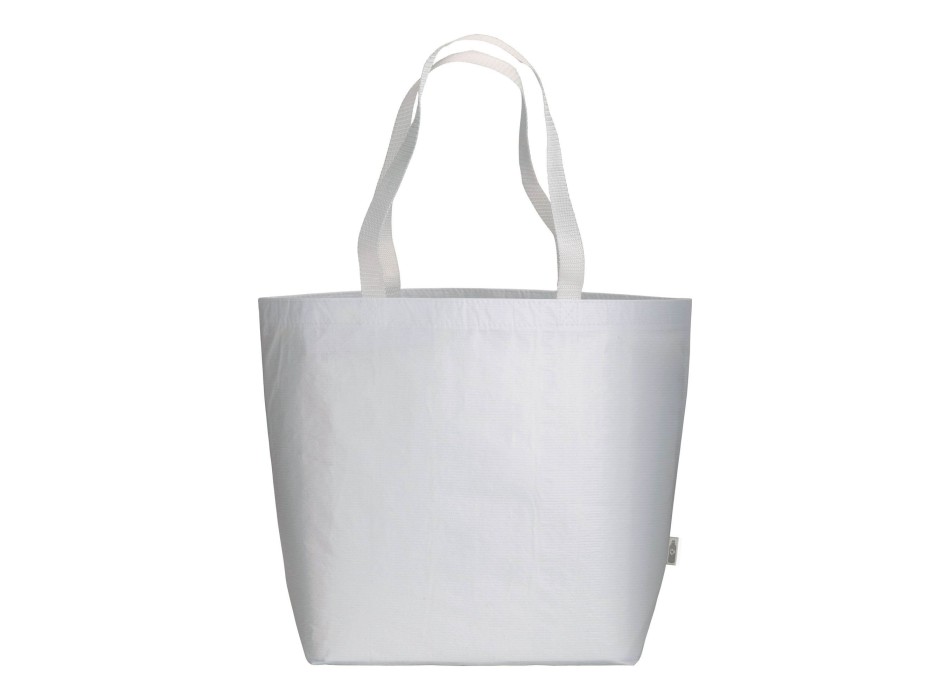 Shopper in R-PET laminato con soffietto alla base - manici lunghi in poliestere FullGadgets.com
