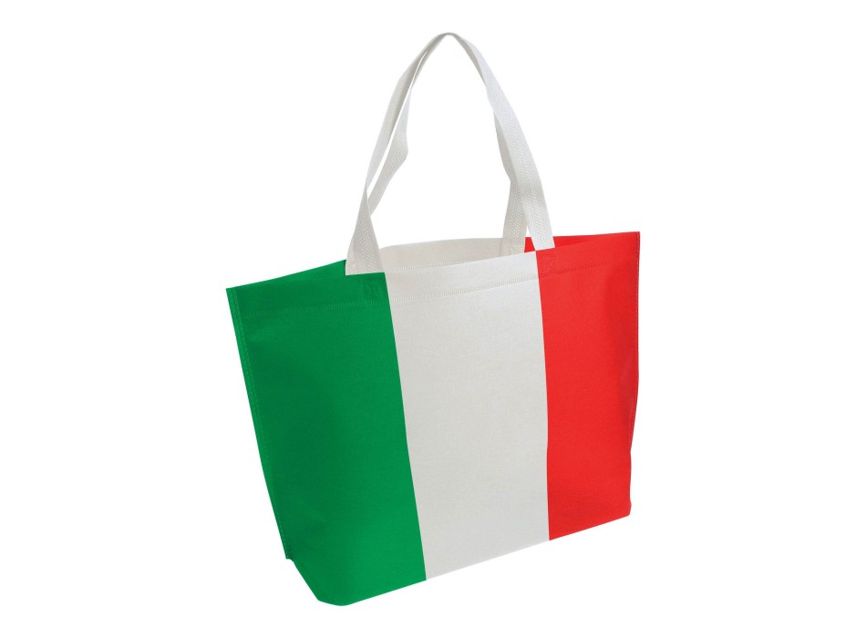 Shopper in TNT termosaldato con stampa tricolore, soffietto alla base e manici lunghi FullGadgets.com