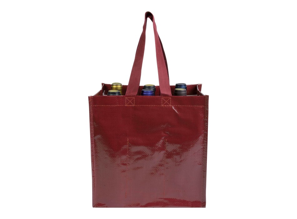 Shopper porta bottiglie (6 posti) in PP laminato 120 g/m2, manici corti a nastro FullGadgets.com