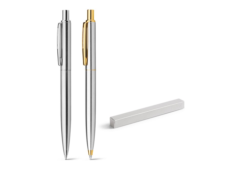 SILVERIO. Penna a sfera in acciaio inossidabile con corpo lucido e clip FullGadgets.com