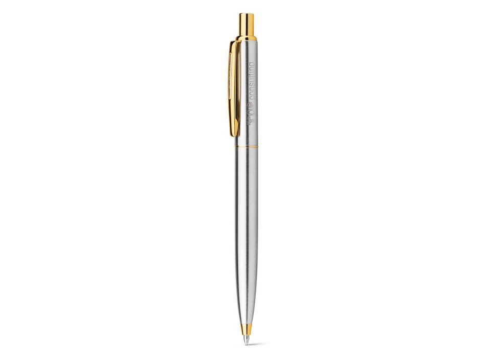 SILVERIO. Penna a sfera in acciaio inossidabile con corpo lucido e clip FullGadgets.com