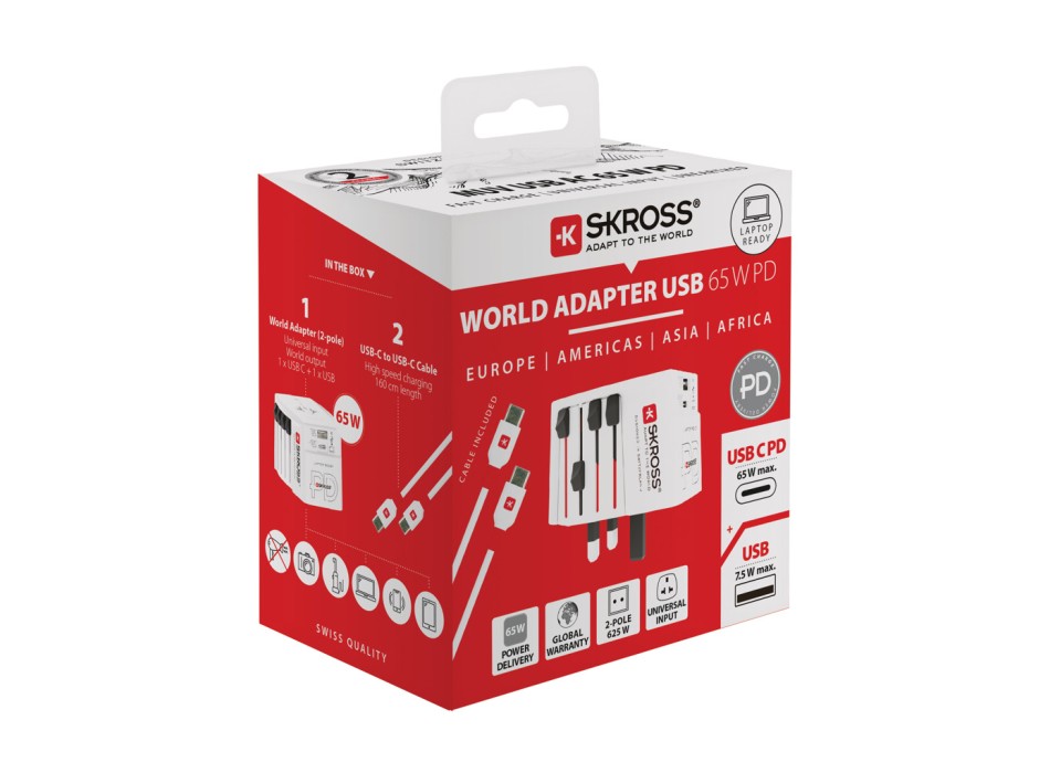 SKROSS Adattatore da viaggio MUV 65W PD con cavo USB C FullGadgets.com