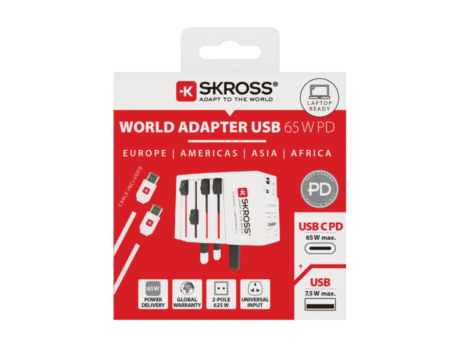 SKROSS Adattatore da viaggio MUV 65W PD con cavo USB C FullGadgets.com