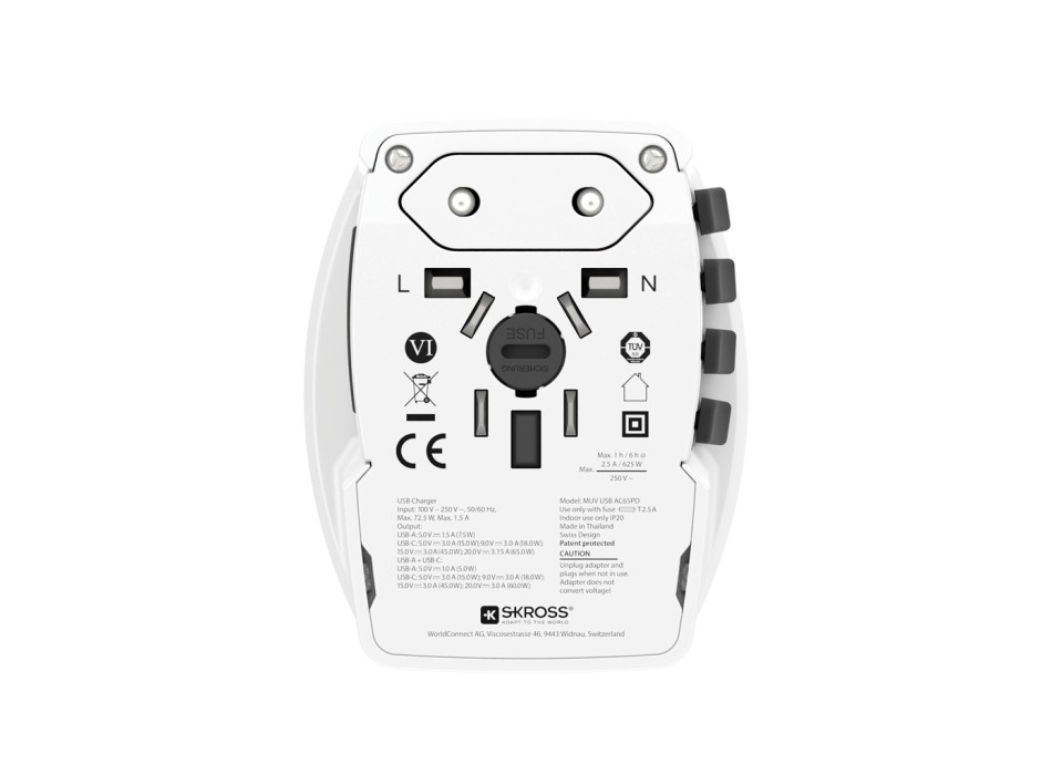 SKROSS Adattatore da viaggio MUV 65W PD con cavo USB C FullGadgets.com