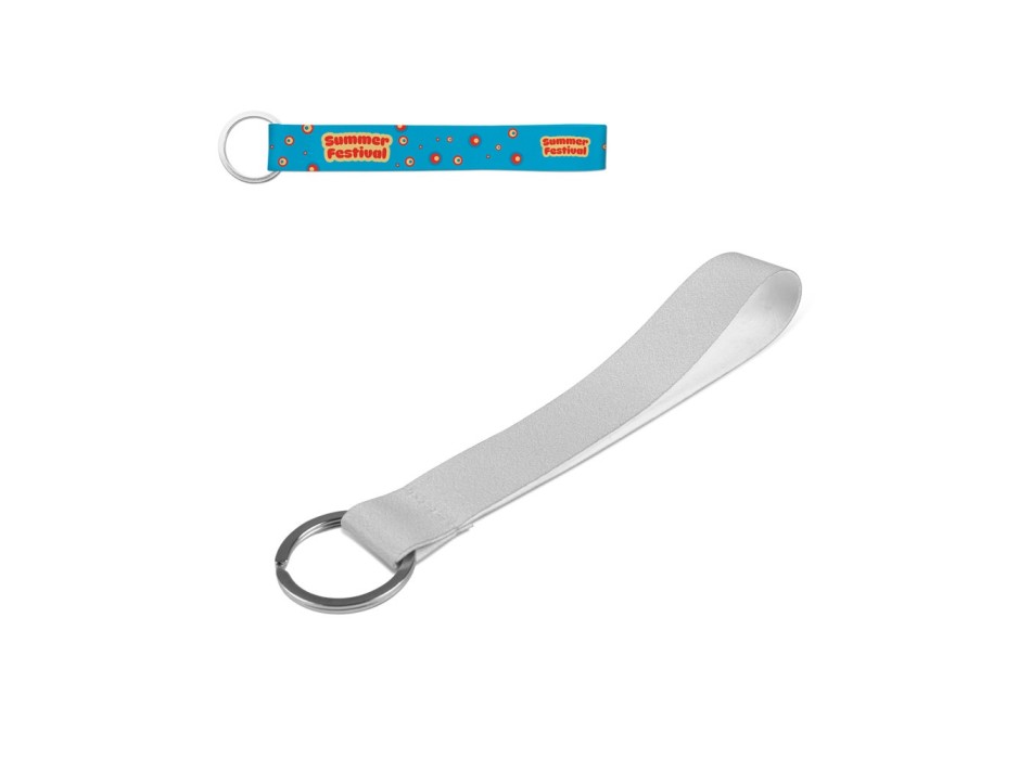 SLOUGH. Lanyard corto per stampa sublimatica in poliestere riciclato (100% rPET) con anello FullGadgets.com
