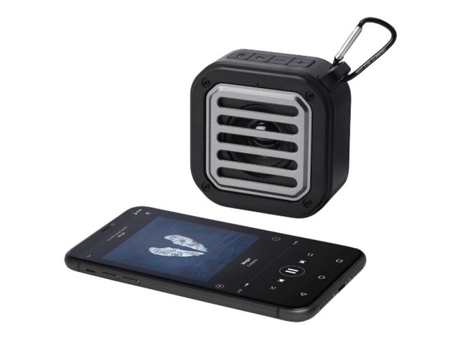 Speaker Bluetooth® IPX5 a ricarica solare in plastica riciclata RCS da 3 W con moschettone Solo  FullGadgets.com