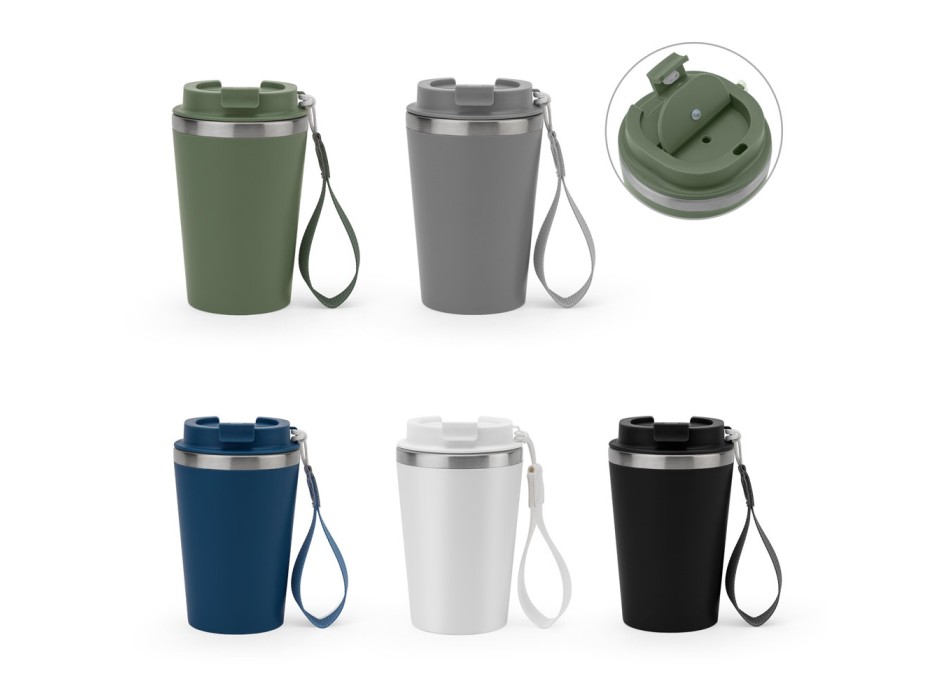 SPITZ. Bicchiere da viaggio in acciaio inossidabile (90% riciclato) e parete esterna in PP, con finitura opaca 440 ml FullGadgets.com