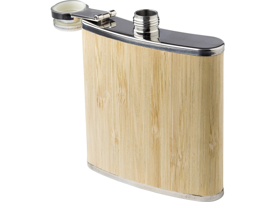 Stainless steel and bamboo hip flask Hayden FullGadgets.com