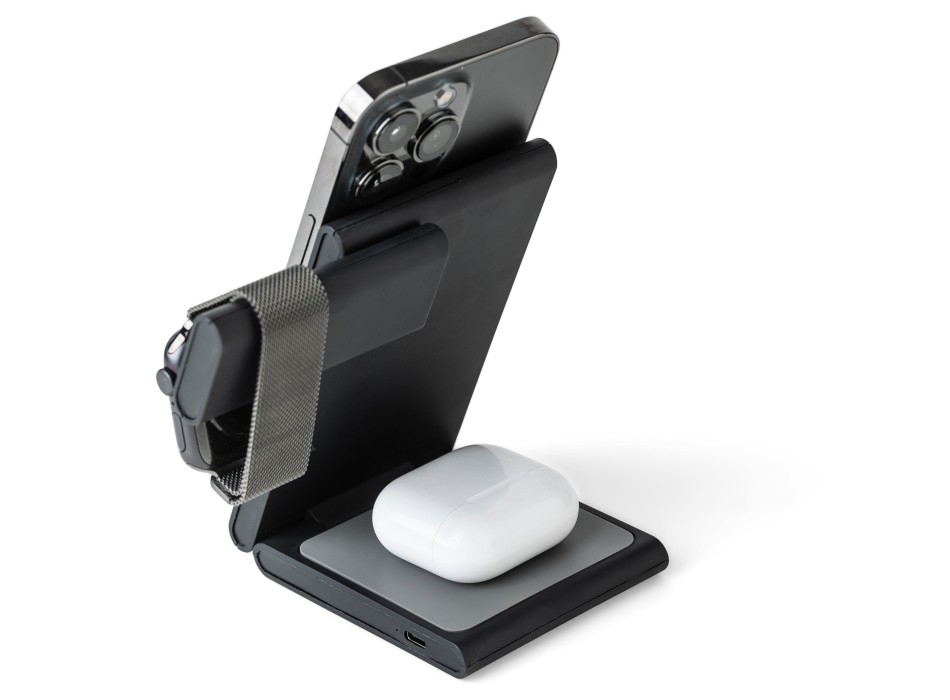 Stazione di ricarica wireless 3-in-1 in ABS riciclato Valerio FullGadgets.com