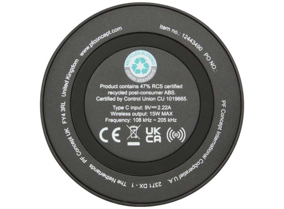 Stazione di ricarica wireless in plastica riciclata da 15 W Freal FullGadgets.com