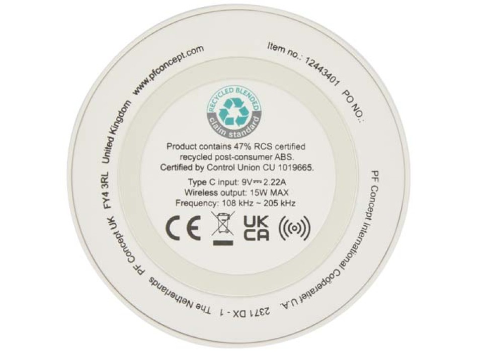 Stazione di ricarica wireless in plastica riciclata da 15 W Freal FullGadgets.com