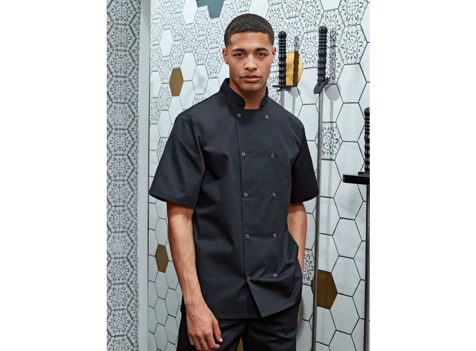 Studded Front Shorts Sleeve Chef's Jacket FullGadgets.com