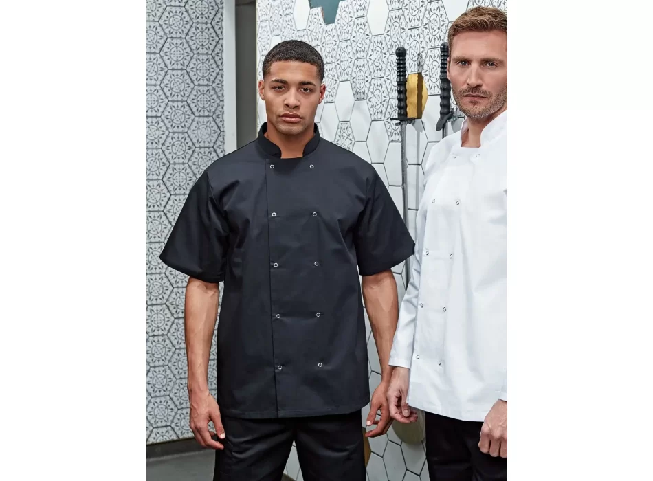 Studded Front Shorts Sleeve Chef's Jacket FullGadgets.com