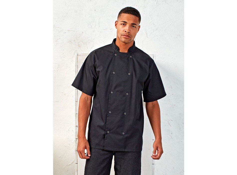 Studded Front Shorts Sleeve Chef's Jacket FullGadgets.com