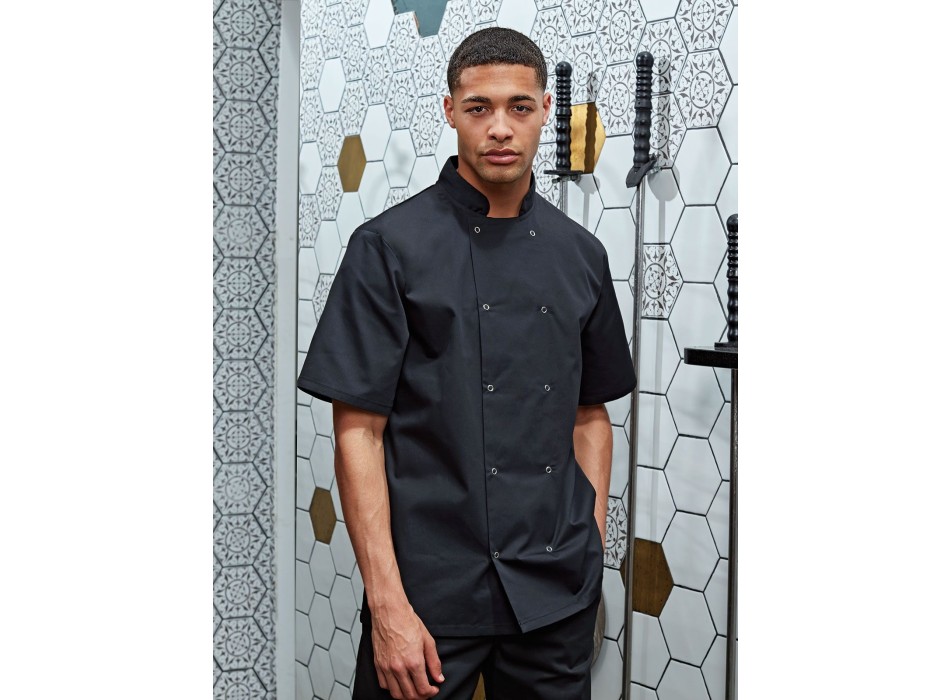 Studded Front Shorts Sleeve Chef's Jacket FullGadgets.com