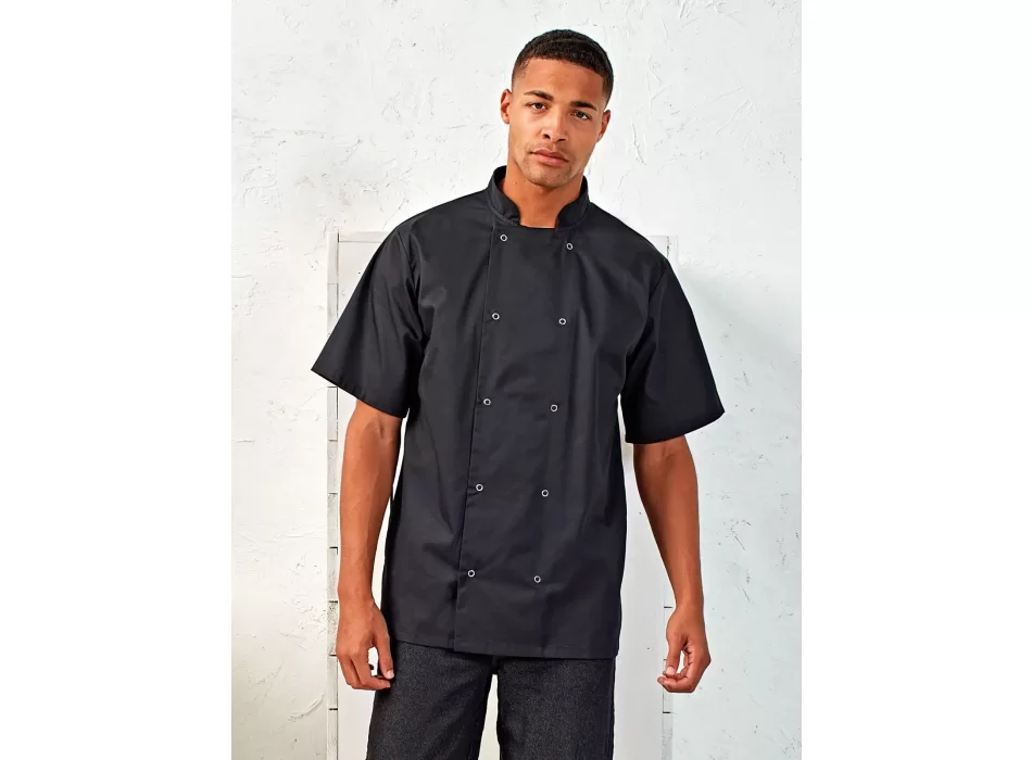 Studded Front Shorts Sleeve Chef's Jacket FullGadgets.com