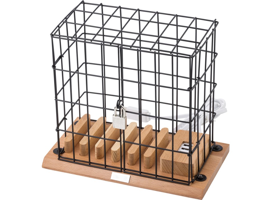 Supporto per smartphone in gabbia, in legno ed alluminio Adam FullGadgets.com