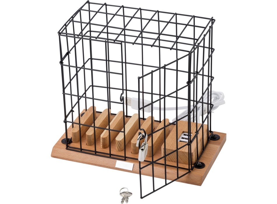 Supporto per smartphone in gabbia, in legno ed alluminio Adam FullGadgets.com