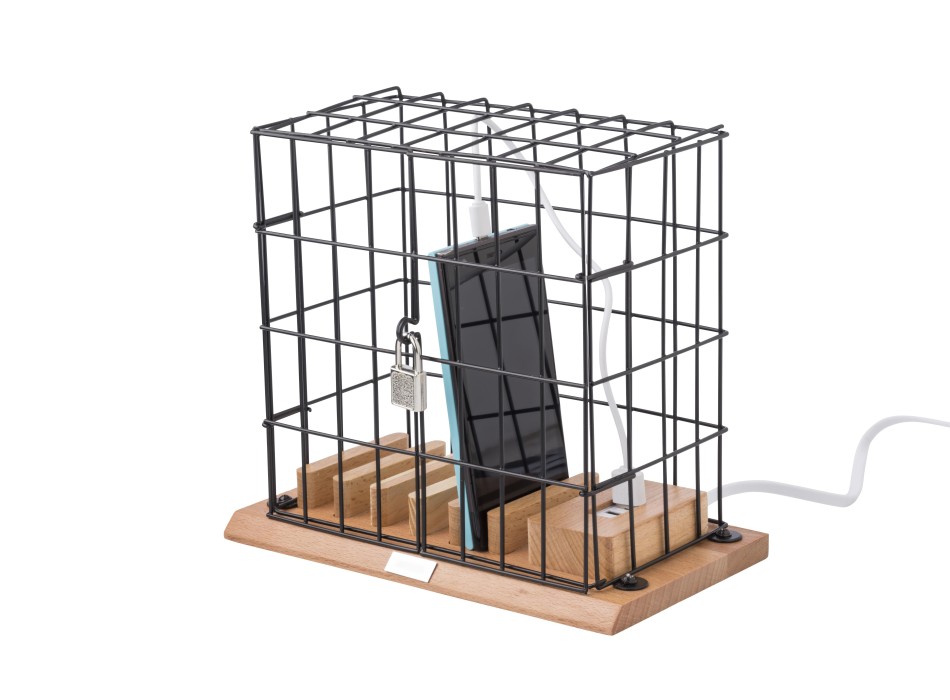 Supporto per smartphone in gabbia, in legno ed alluminio Adam FullGadgets.com