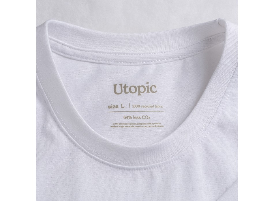 T-shirt unisex bianca in cotone e poliestere rigenerati da 145 g/m2 FullGadgets.com
