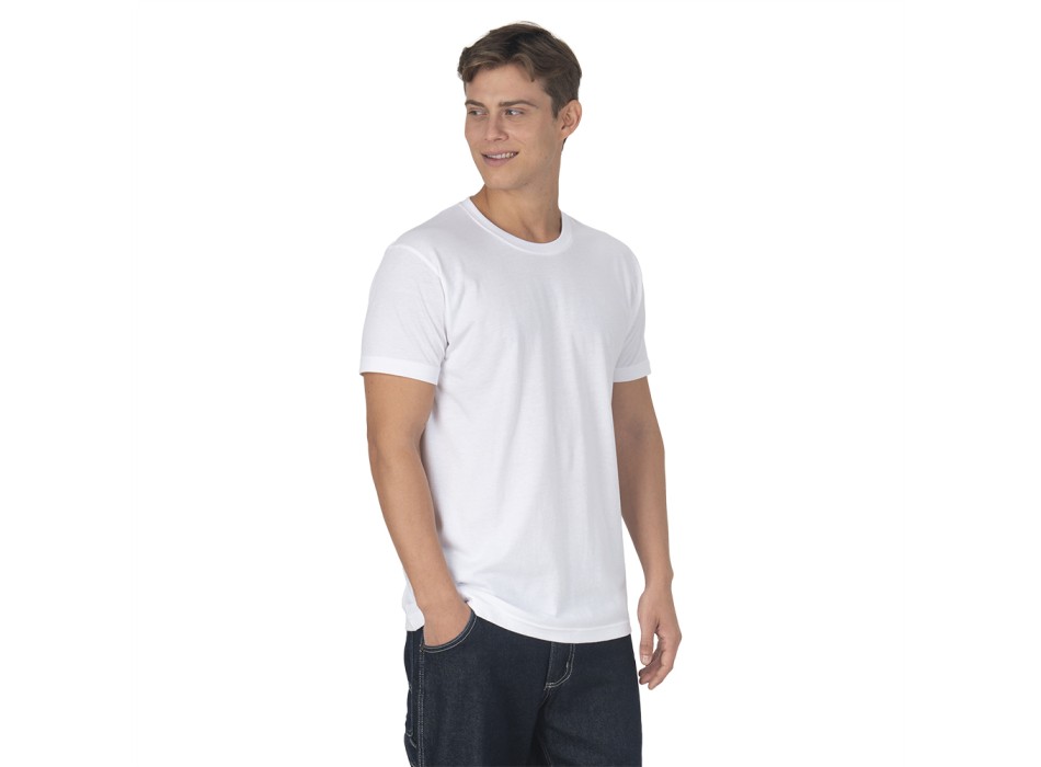 T-shirt unisex bianca in cotone e poliestere rigenerati da 145 g/m2 FullGadgets.com