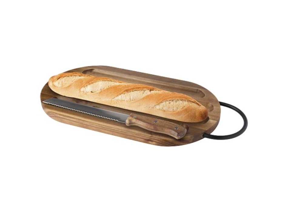 Tagliere in legno di acacia con coltello per il pane Prestige FullGadgets.com