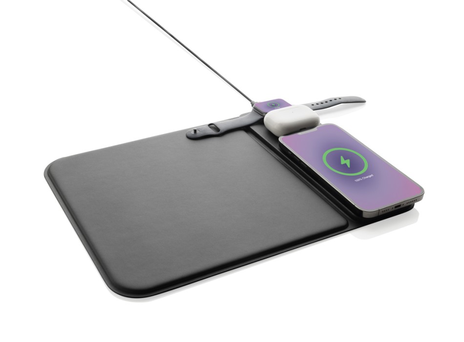 Tappetino mouse 3in1 con ricarica wireless 15W in rPET RCS FullGadgets.com