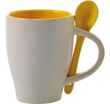 Tazza in ceramica con cucchiaio, capacità 300 ml Eduardo FullGadgets.com