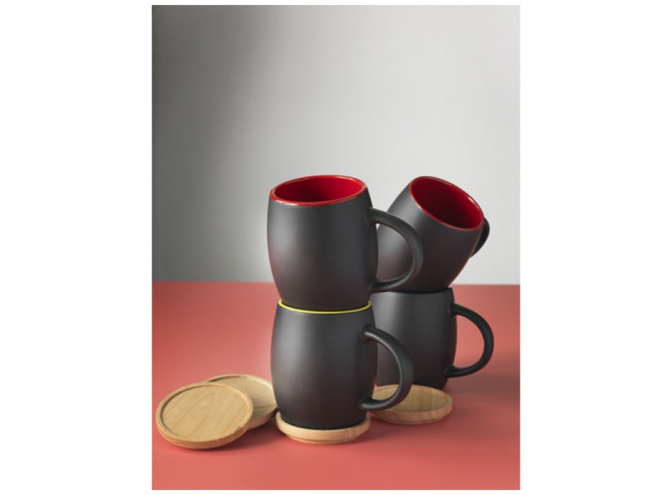 Tazza in ceramica Heart con coperchio in legno da 400 ml FullGadgets.com