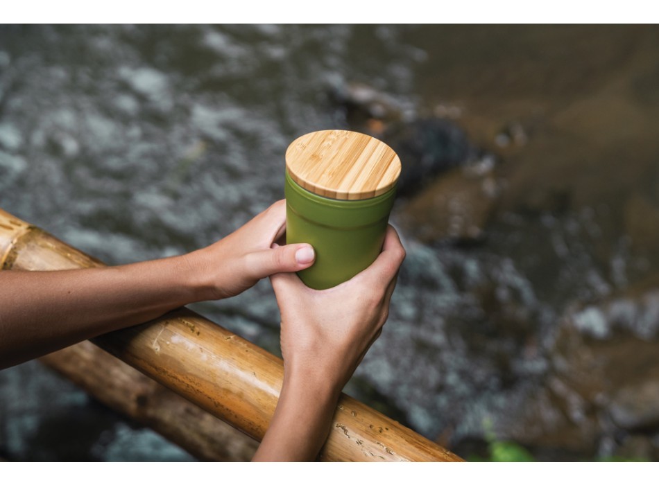 Tazza in rPP GRS con tappo in bambù FullGadgets.com