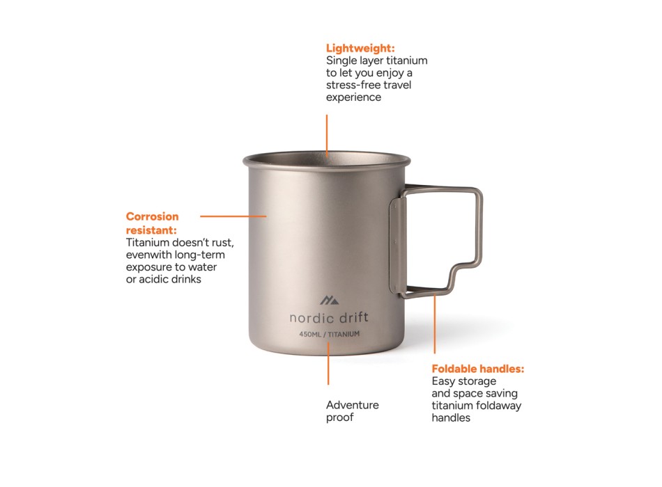 Tazza in titanio Nordic Drift Trail Ultra Light 450ML FullGadgets.com
