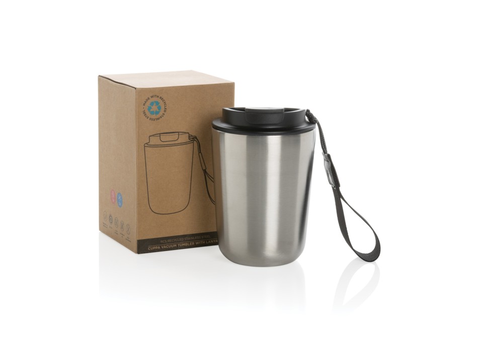 Tazza termica Cuppa in acciaio riciclato con laccio da collo FullGadgets.com