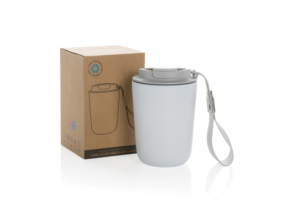 Tazza termica Cuppa in acciaio riciclato con laccio da collo FullGadgets.com