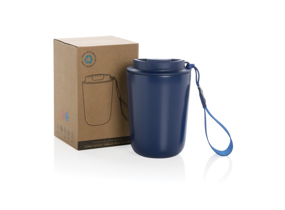 Tazza termica Cuppa in acciaio riciclato con laccio da collo FullGadgets.com