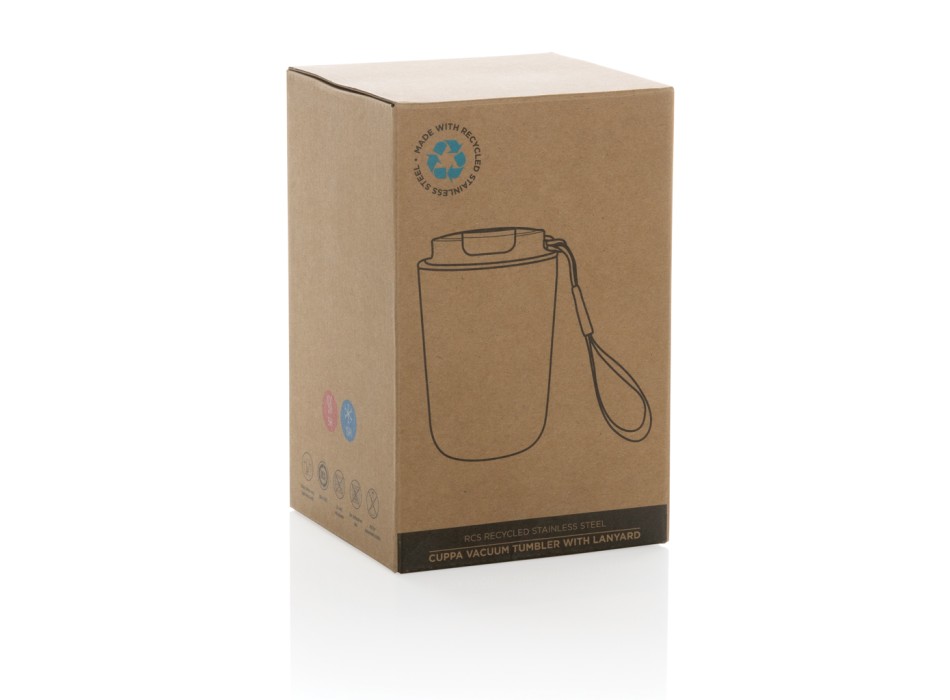 Tazza termica Cuppa in acciaio riciclato con laccio da collo FullGadgets.com