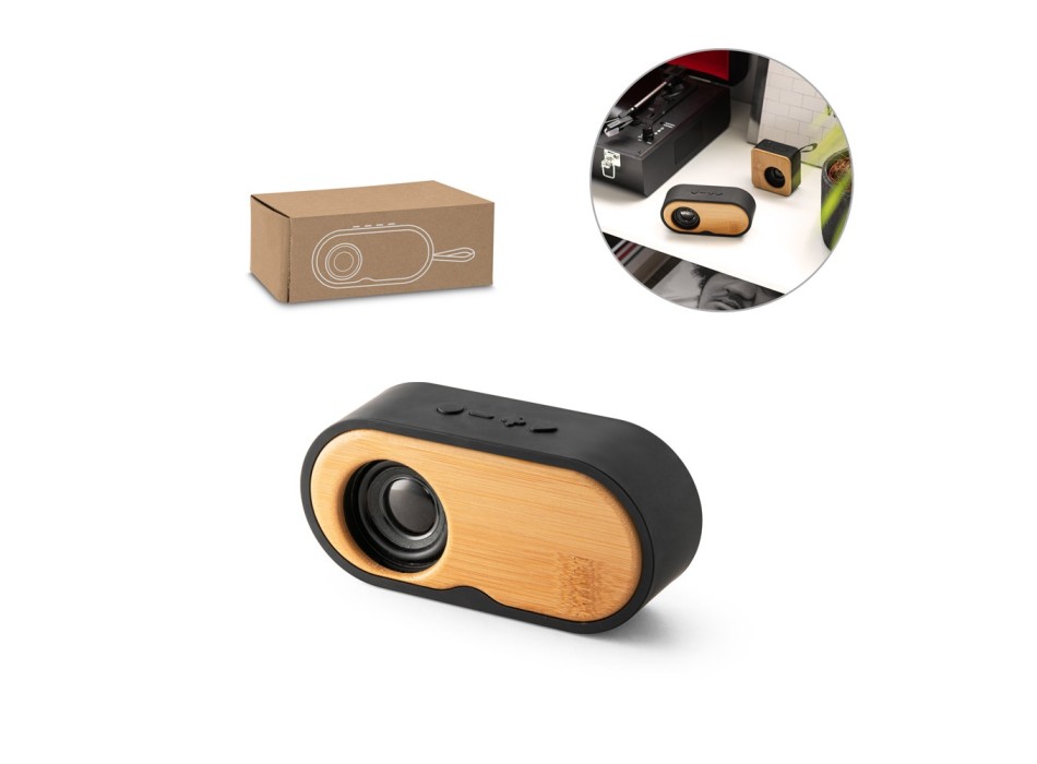 TILLY. Altoparlante portatile da 3W con durata della batteria di 5 ore in bambù e ABS riciclato (100% rABS) FullGadgets.com