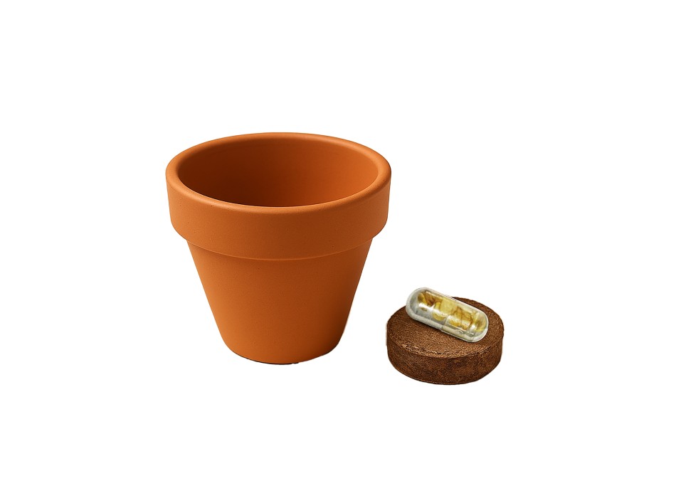 Vasetto in terracotta naturale con torba e capsula biodegradabile contenente semi FullGadgets.com